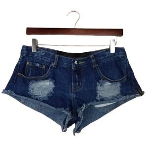 One Teaspoon Distressed Cut Off Denim Shorts